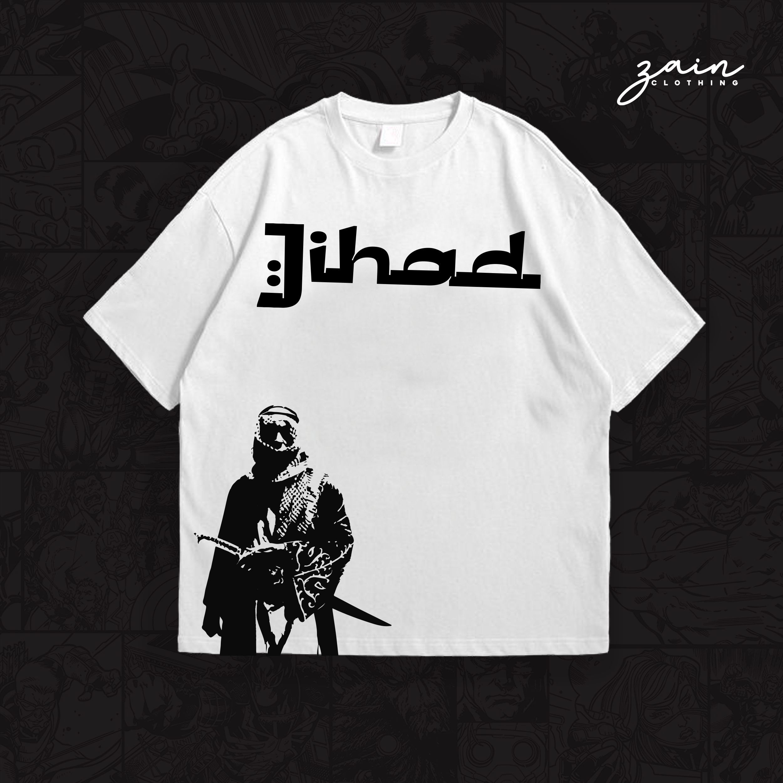 JIHAD ISLAMIC DROP SHOULDER T-SHIRT [WHITE]